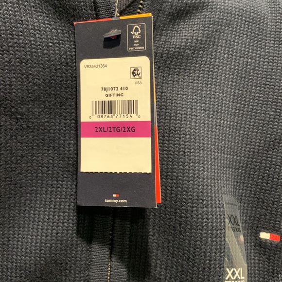 Tommy Hilfiger Flag Logo Zip Knit Sweater in Navy XXL - Picture 4 of 7